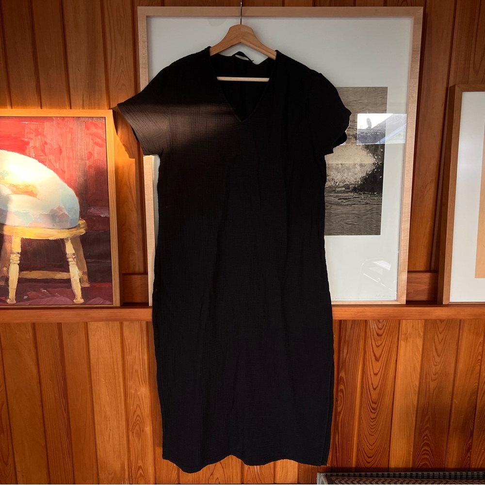 Jenny Kayne Cyprus caftan cotton Black V-Neck Dress